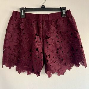 NWT UGG Anette Crochet Floral Shorts in BKC Small Burgundy / Black Cherry Color